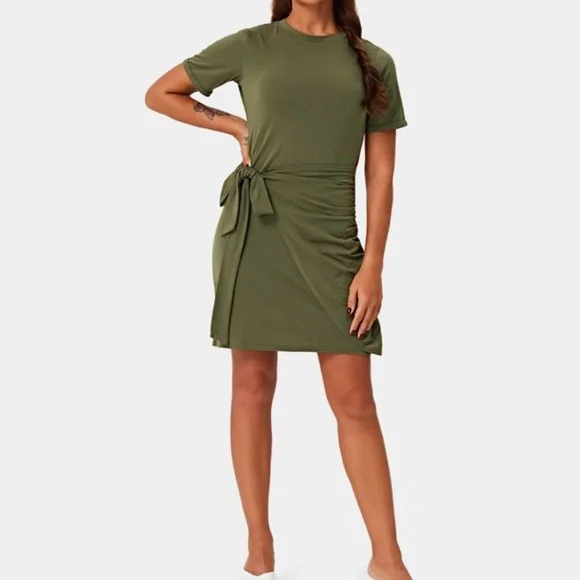 Halara Everyday Tie Knot Ruched Mini Chill Dress-Belle - Picture 5 of 5